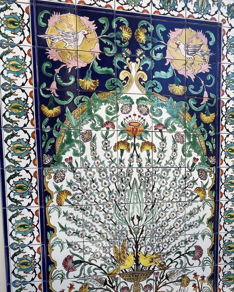 Hand-painted tile mural, set panel by panel, by Creative Construction Concepts in Los Angeles